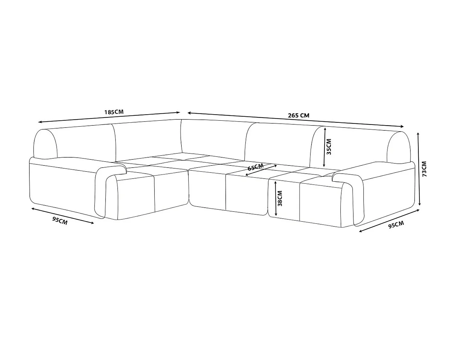 Canapé d'angle modulaire MILYSOFA SOFAMOUS 4 places Tissu chenille Gris minéral