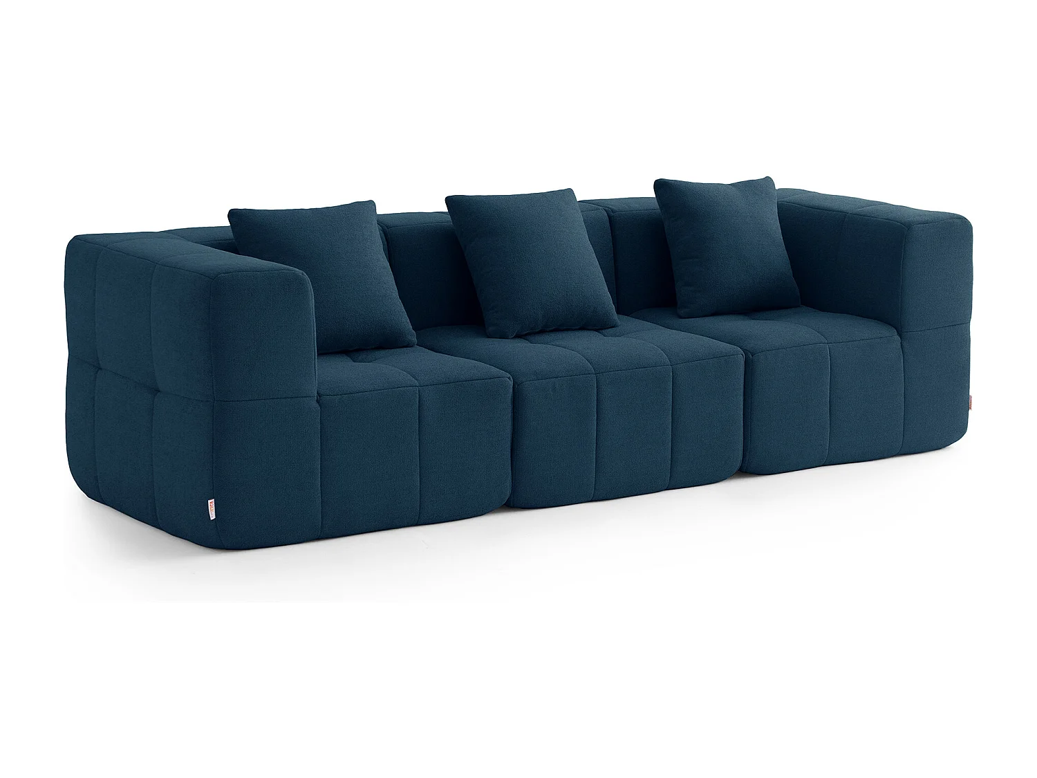 Canapé droit modulaire MILYSOFA SOFABULOUS 3 places Tissu fine bouclette Bleu profond