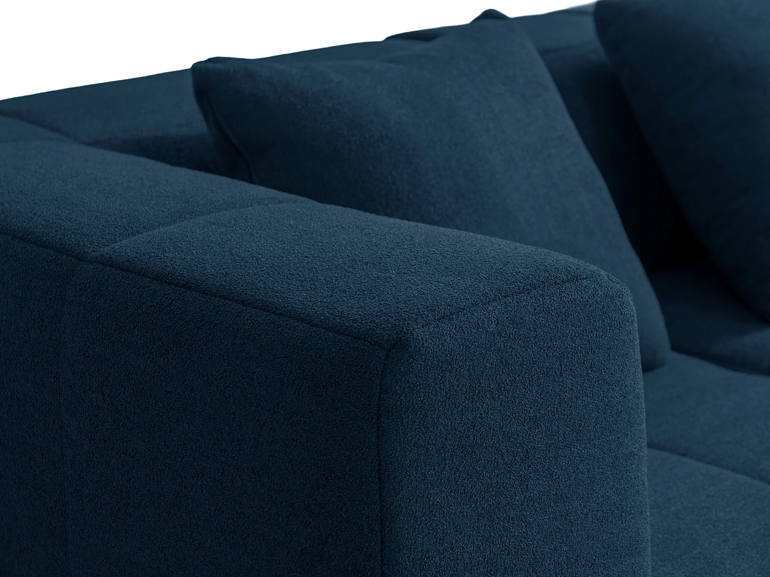 Canapé droit modulaire MILYSOFA SOFABULOUS 3 places Tissu fine bouclette Bleu profond