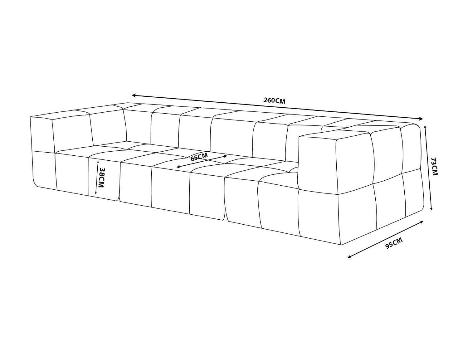 Canapé droit modulaire MILYSOFA SOFABULOUS 3 places Tissu fine bouclette Bleu profond