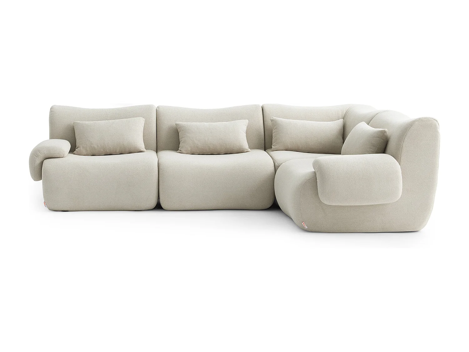 Canapé d'angle modulaire MILYSOFA SOFATIME 4 places Tissu fine bouclette Beige crème