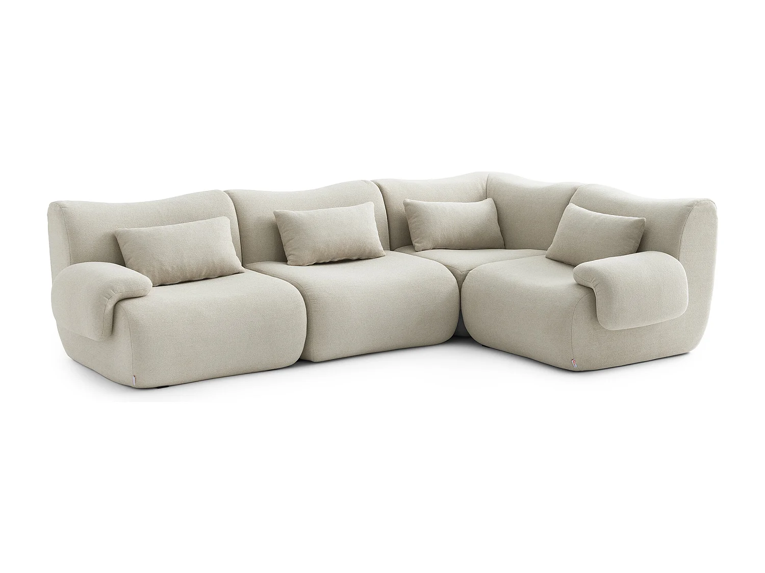 Canapé d'angle modulaire MILYSOFA SOFATIME 4 places Tissu fine bouclette Beige crème