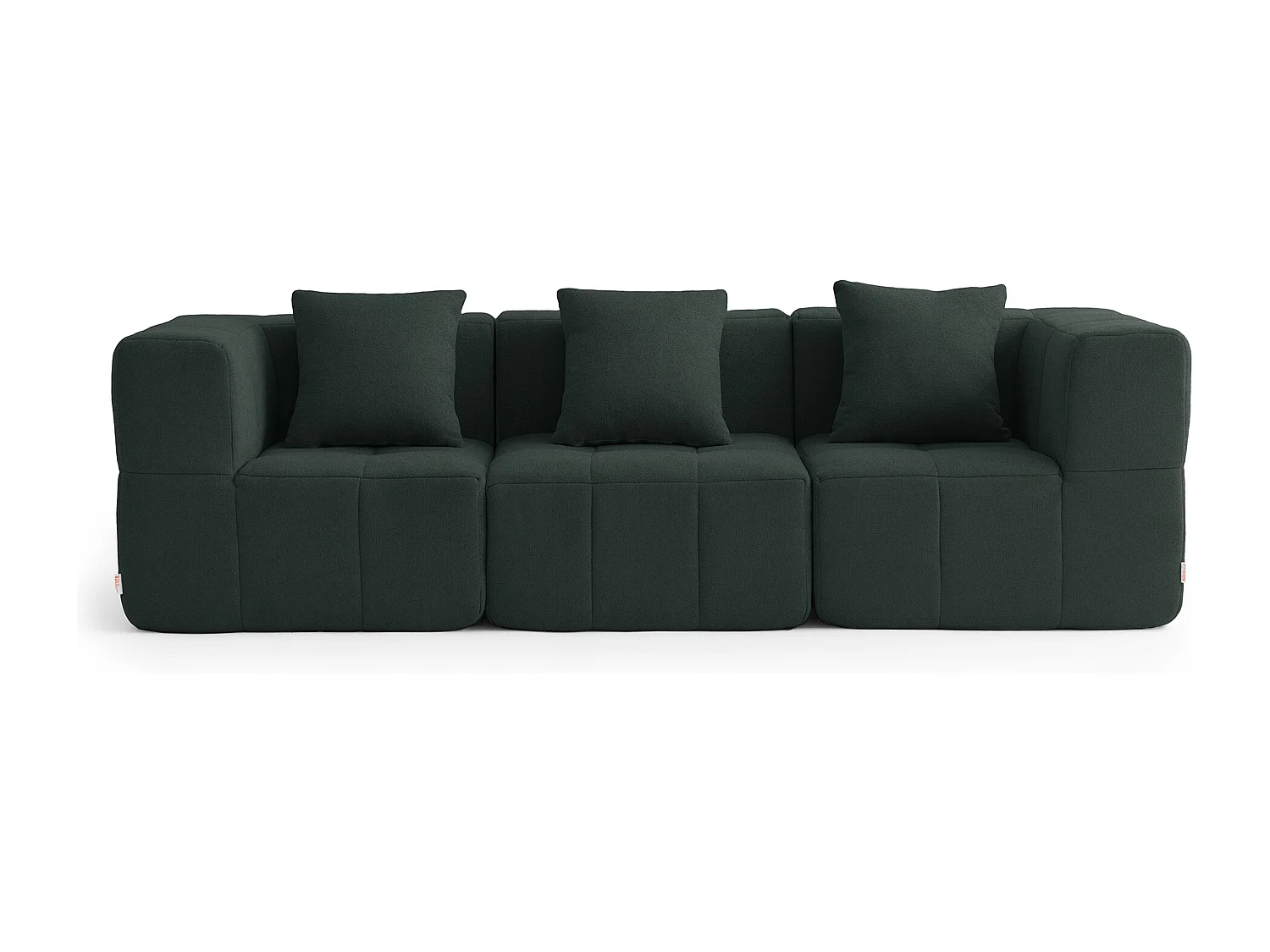 Canapé droit modulaire MILYSOFA SOFABULOUS 3 places Tissu fine bouclette Vert foret