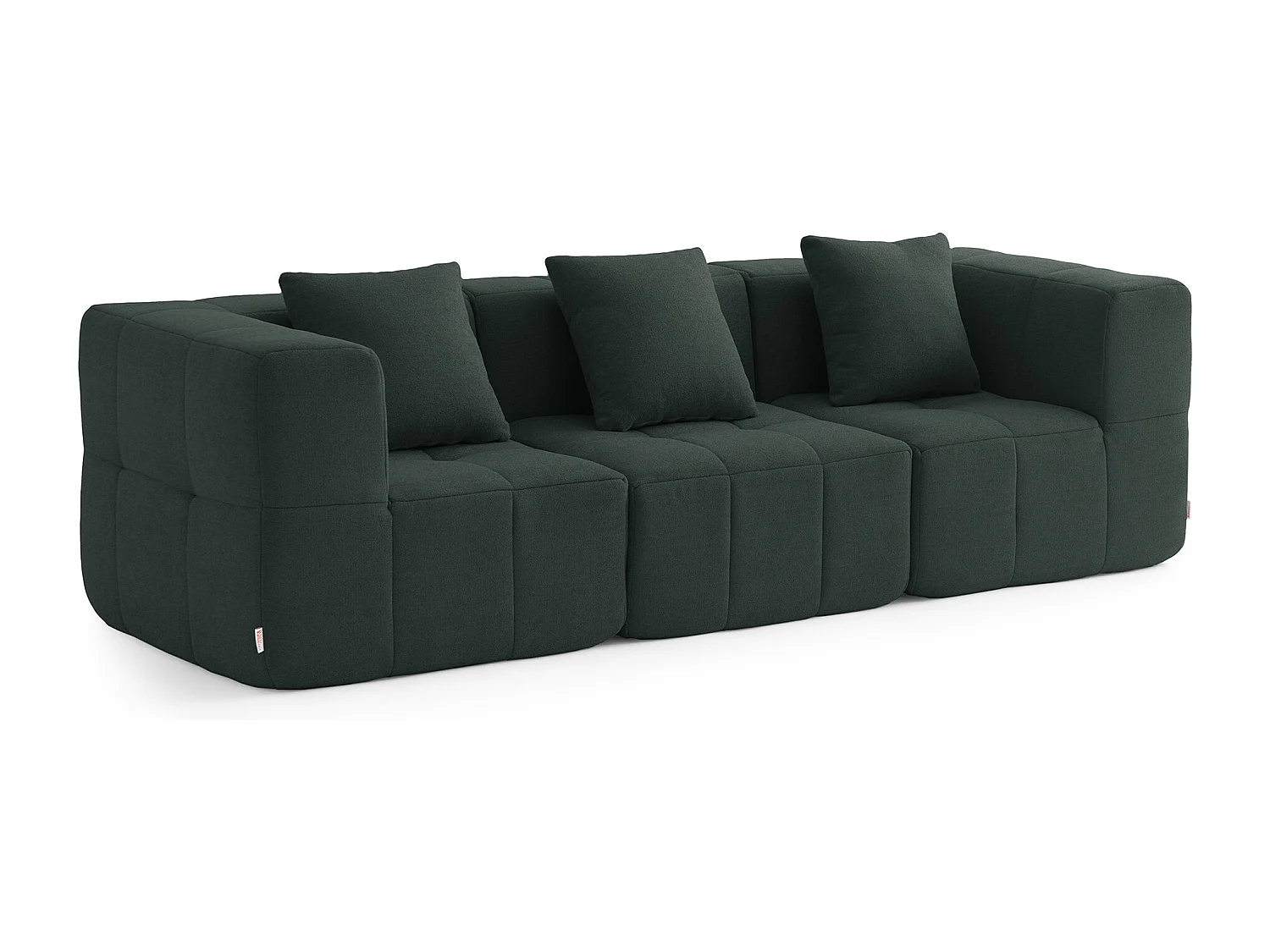 Canapé droit modulaire MILYSOFA SOFABULOUS 3 places Tissu fine bouclette Vert foret
