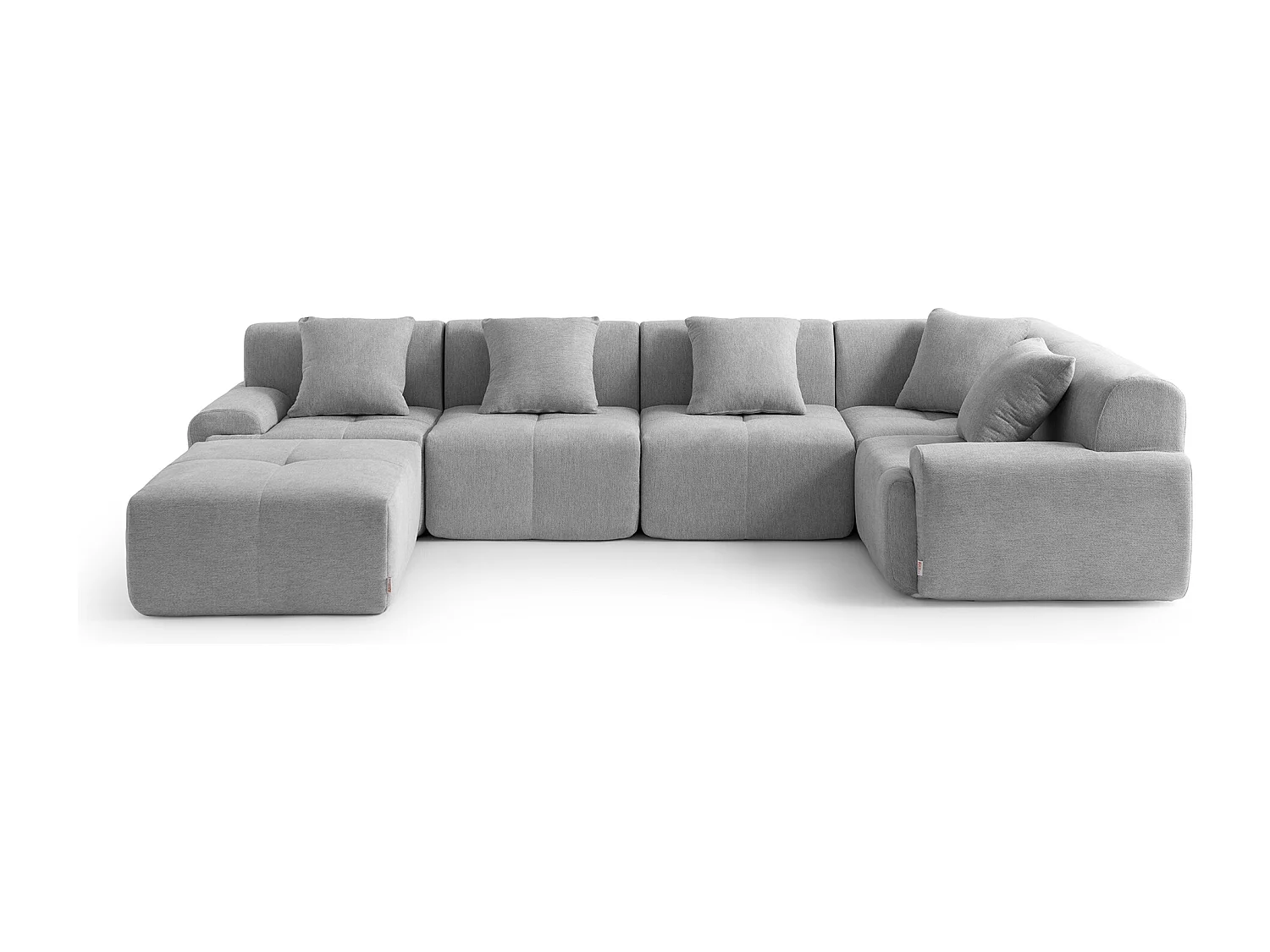 Canapé d'angle modulaire MILYSOFA SOFAMOUS 5 places avec méridienne Tissu chenille Gris minéral