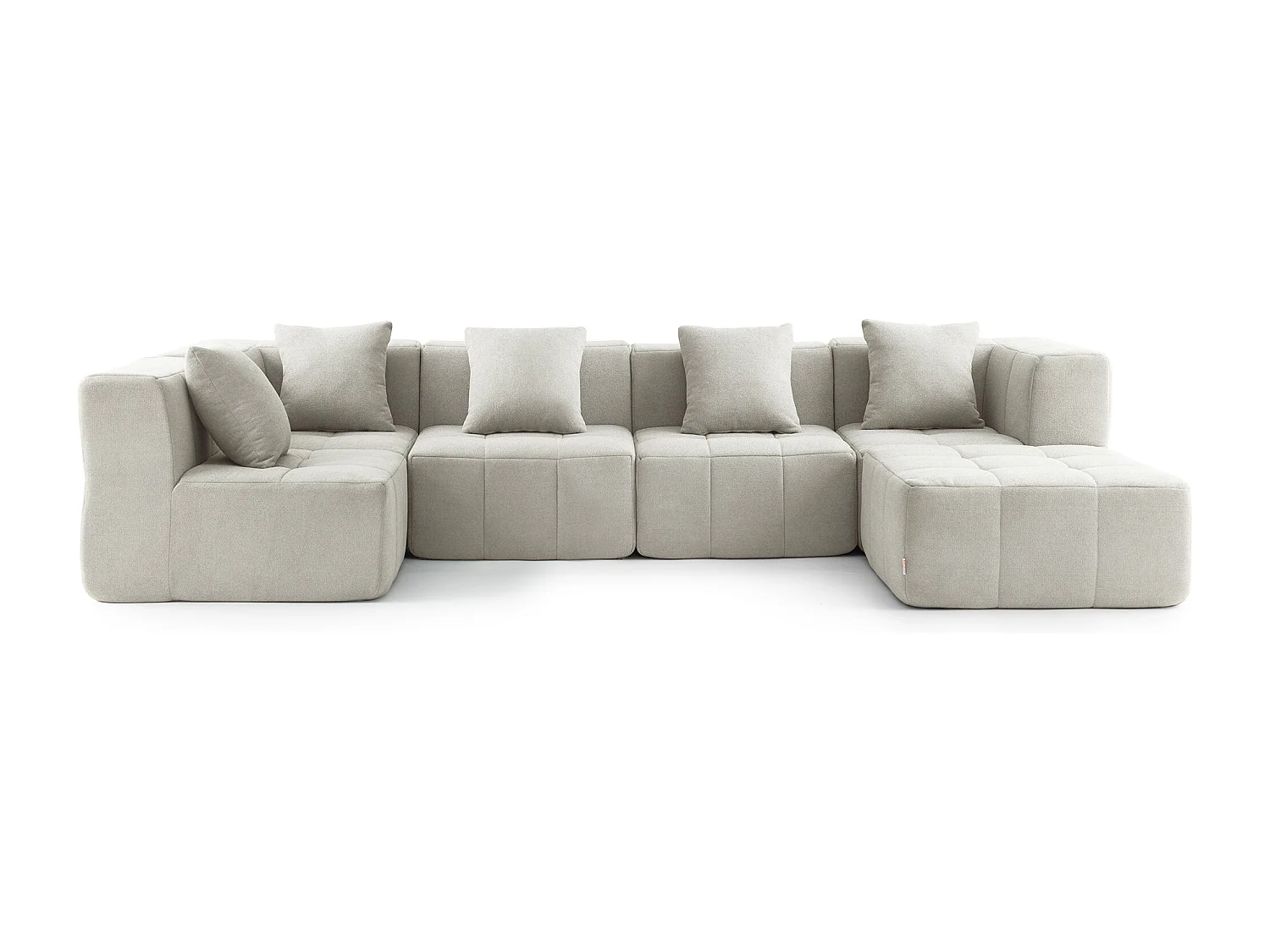 Canapé d'angle modulaire MILYSOFA SOFABULOUS 5 places avec méridienne Tissu fine bouclette Beige crème