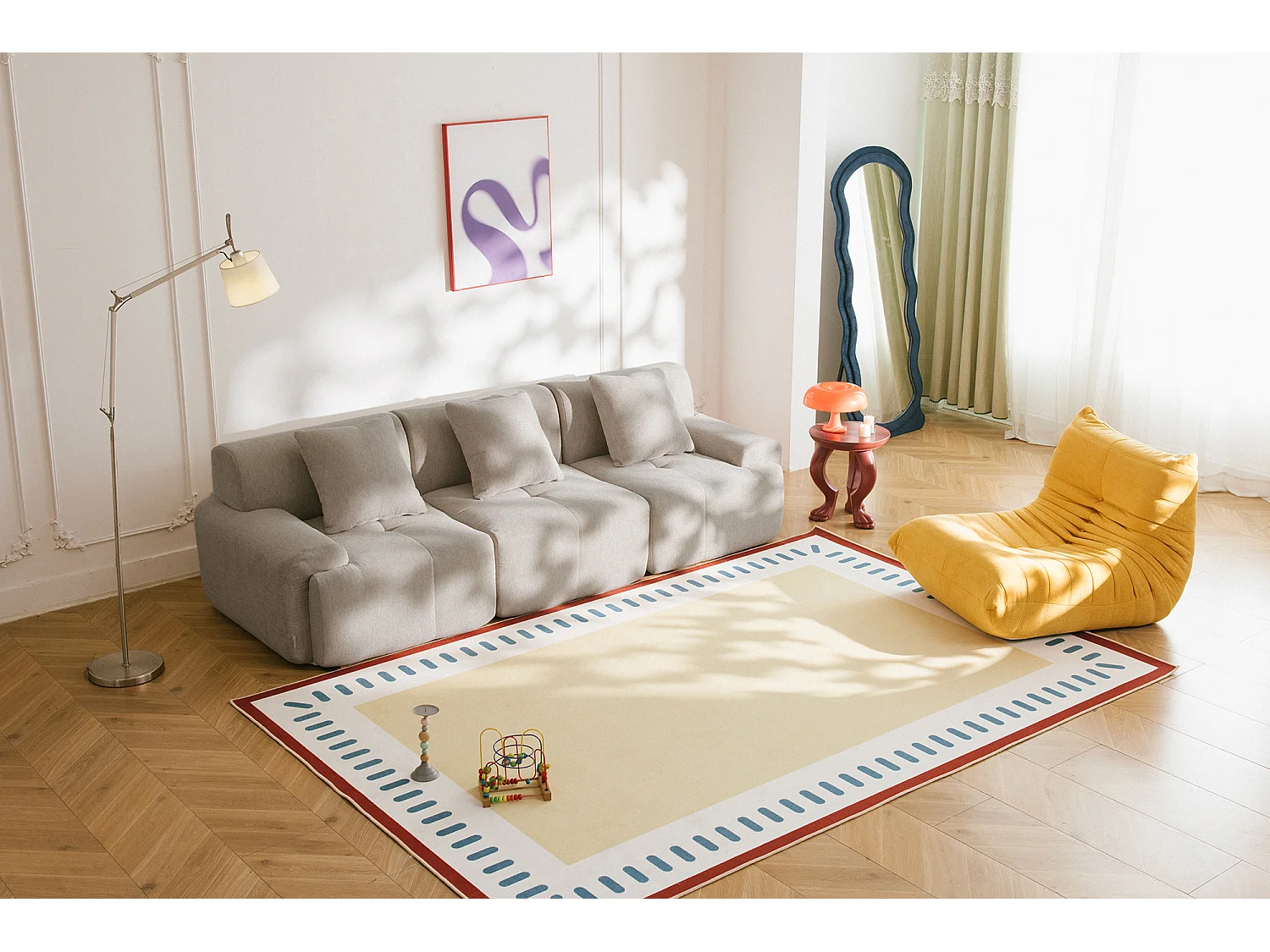 Canapé droit modulaire MILYSOFA SOFAMOUS 3 places Tissu chenille Beige sable