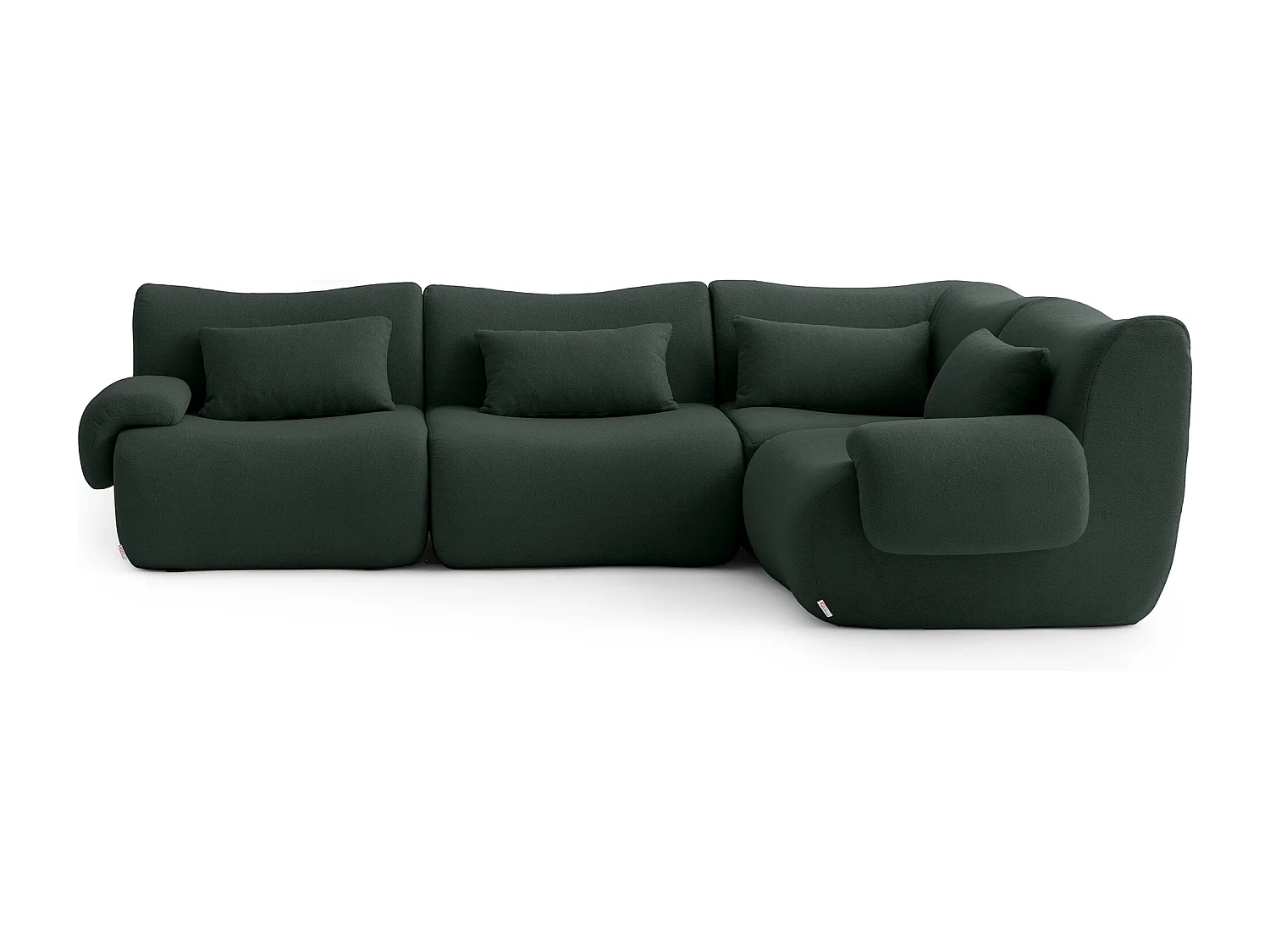 Canapé d'angle modulaire MILYSOFA SOFATIME 4 places Tissu fine bouclette Vert foret
