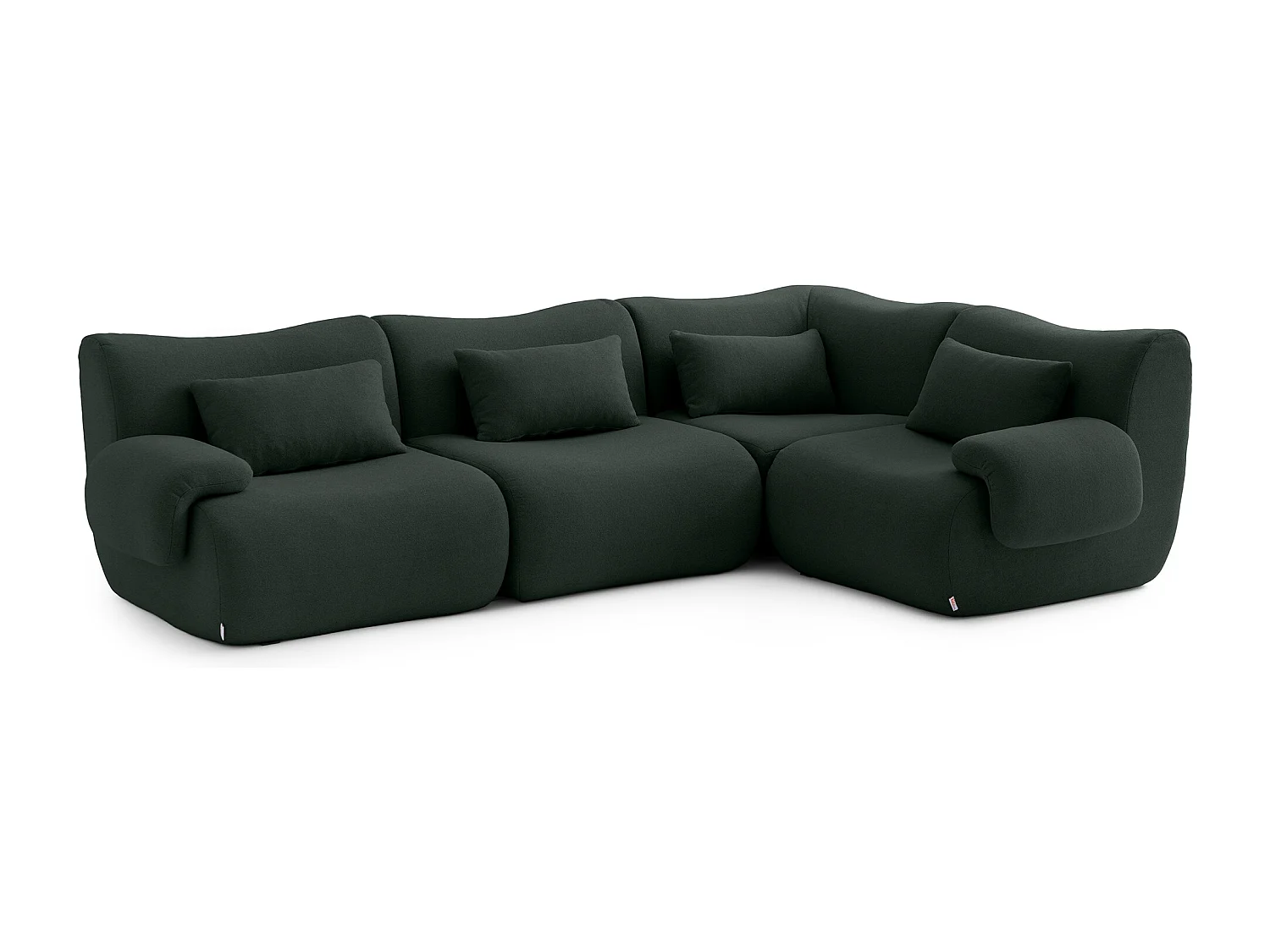 Canapé d'angle modulaire MILYSOFA SOFATIME 4 places Tissu fine bouclette Vert foret
