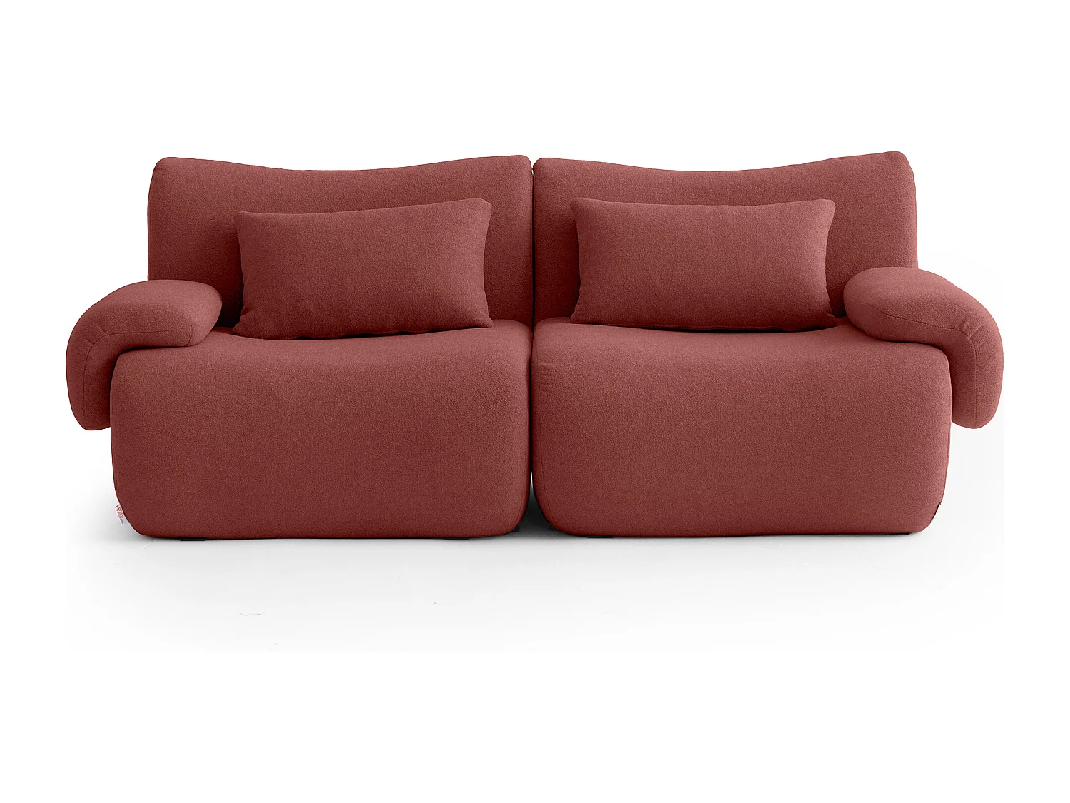 Canapé droit modulaire MILYSOFA SOFATIME 2 places Tissu fine bouclette Rouge terracotta