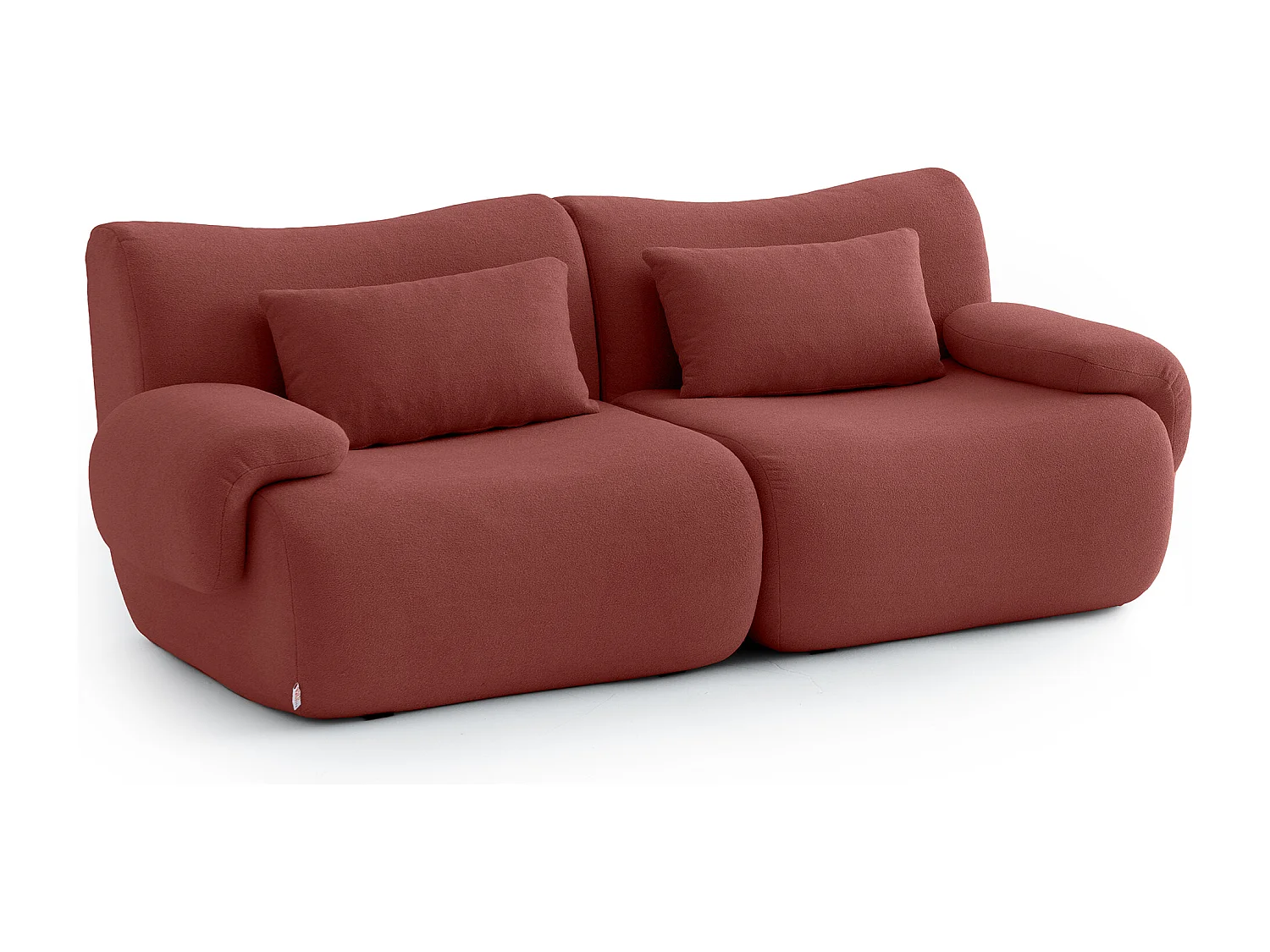 Canapé droit modulaire MILYSOFA SOFATIME 2 places Tissu fine bouclette Rouge terracotta