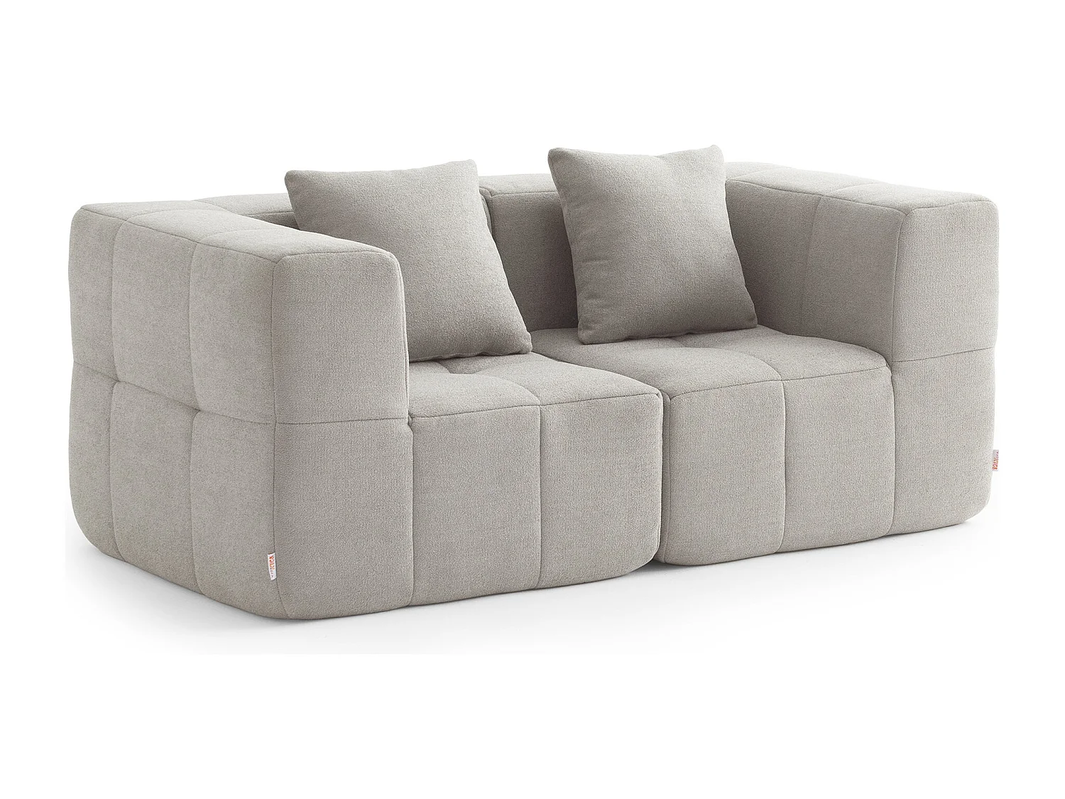 Canapé droit modulaire MILYSOFA SOFABULOUS 2 places Tissu fine bouclette Beige pierre