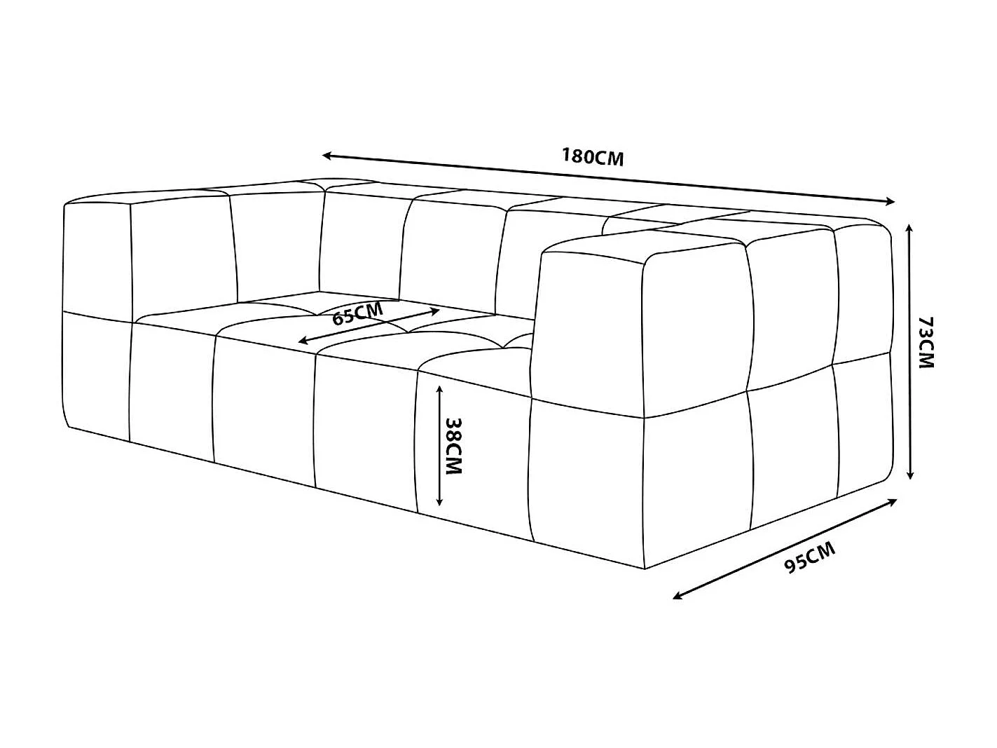 Canapé droit modulaire MILYSOFA SOFABULOUS 2 places Tissu fine bouclette Beige pierre