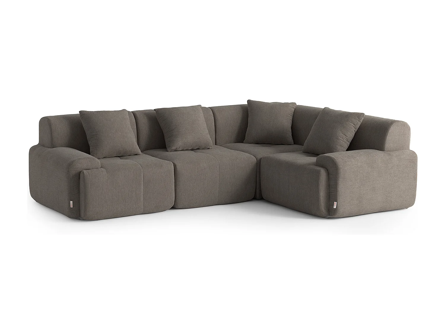 Canapé d'angle modulaire MILYSOFA SOFAMOUS 4 places Tissu chenille Brun cendré