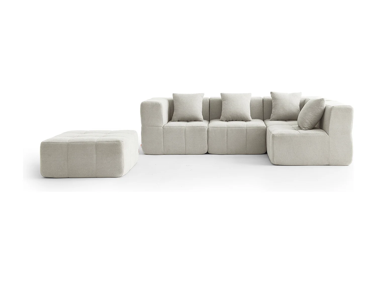 Canapé d'angle modulaire MILYSOFA SOFABULOUS 4 places avec méridienne Tissu fine bouclette Beige crème