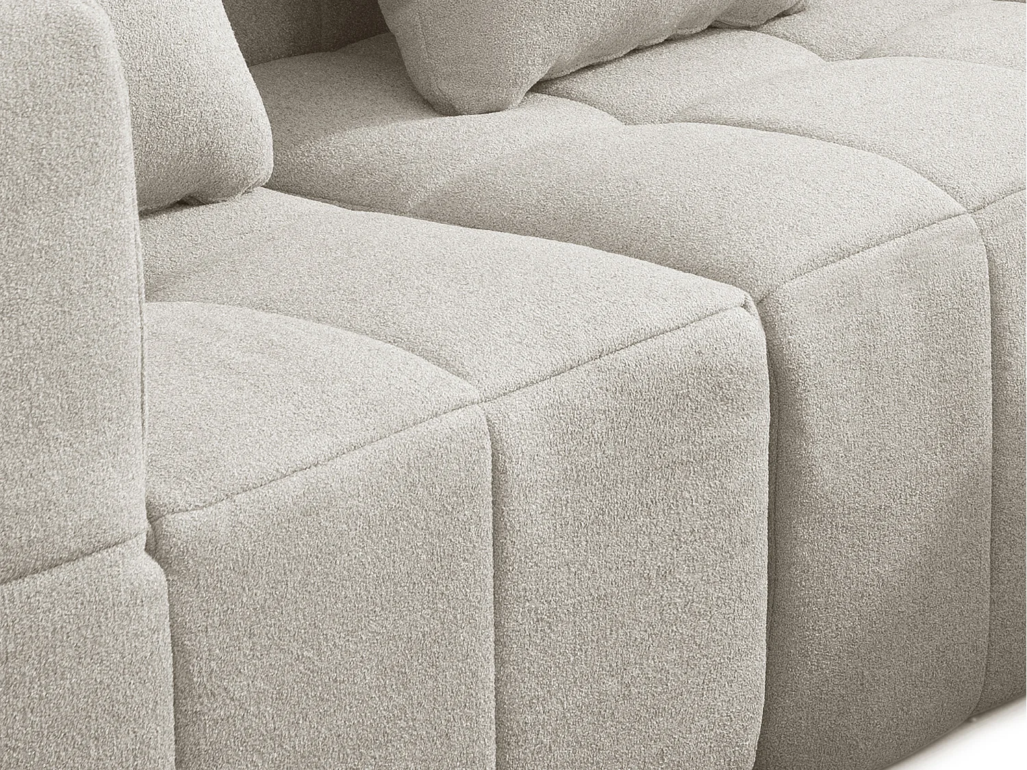 Canapé d'angle modulaire MILYSOFA SOFABULOUS 4 places avec méridienne Tissu fine bouclette Beige crème
