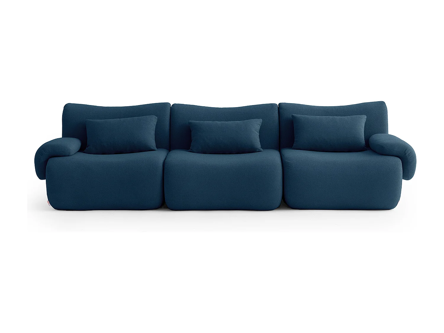 Modulaire rechte bank MILYSOFA SOFATIME 3-zits fijne bouclé stof diepblauw