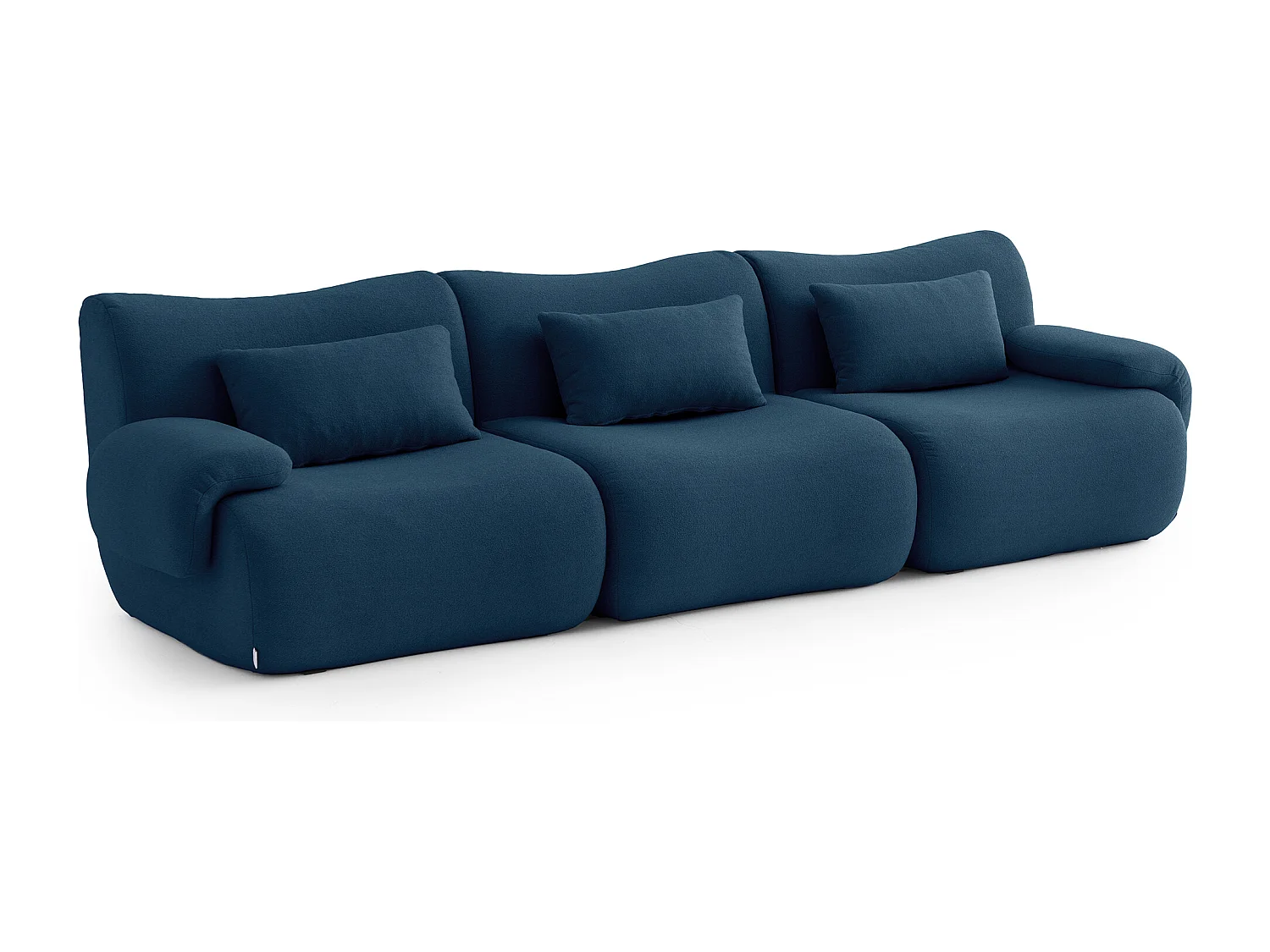 Modulaire rechte bank MILYSOFA SOFATIME 3-zits fijne bouclé stof diepblauw