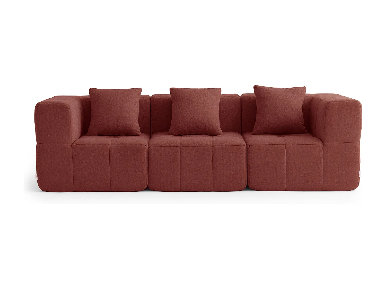 Canapé droit modulaire MILYSOFA SOFABULOUS 3 places Tissu fine bouclette Rouge terracotta