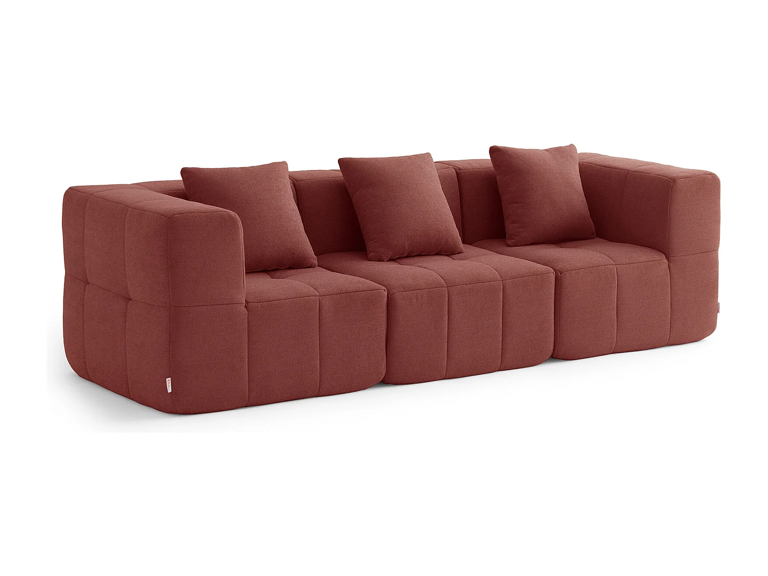 Canapé droit modulaire MILYSOFA SOFABULOUS 3 places Tissu fine bouclette Rouge terracotta