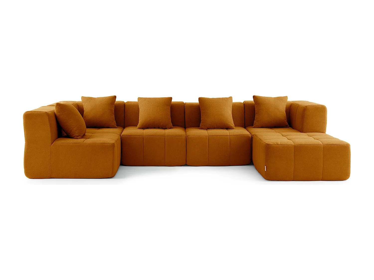 Canapé d'angle modulaire MILYSOFA SOFABULOUS 5 places avec méridienne Tissu fine bouclette Brun cannelle