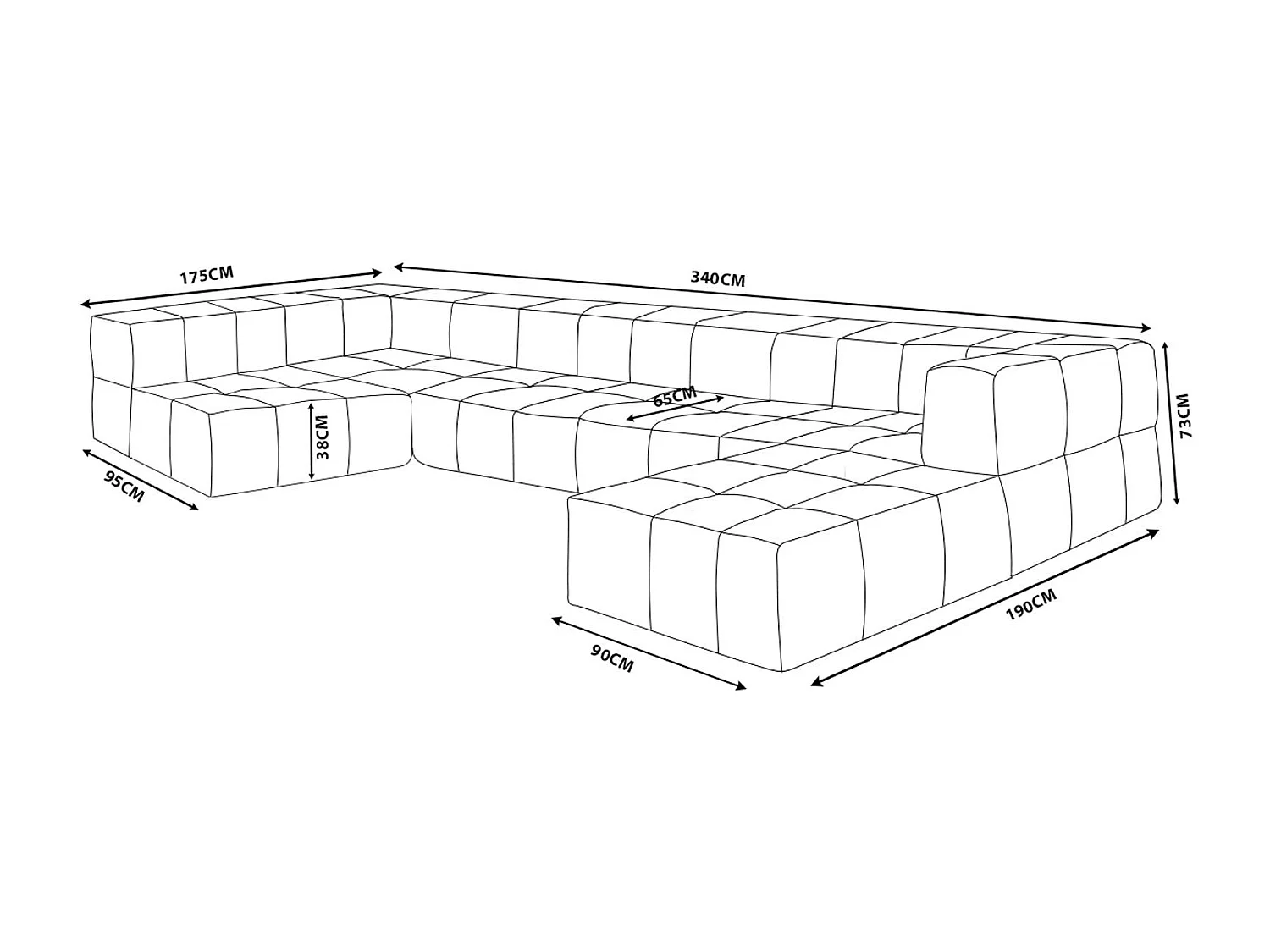 Canapé d'angle modulaire MILYSOFA SOFABULOUS 5 places avec méridienne Tissu fine bouclette Brun cannelle