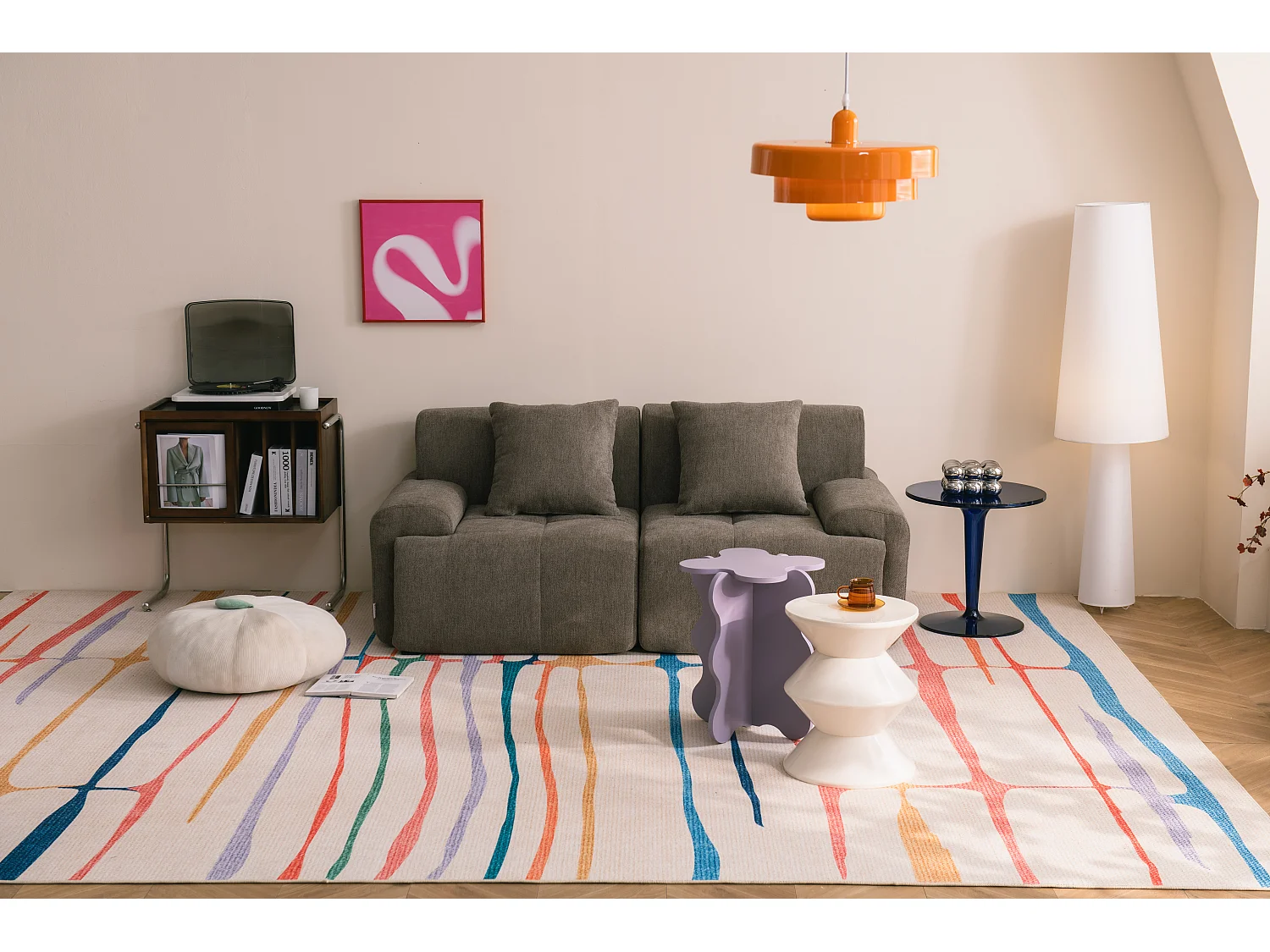 Canapé droit modulaire MILYSOFA SOFAMOUS 2 places Tissu chenille Brun cendré