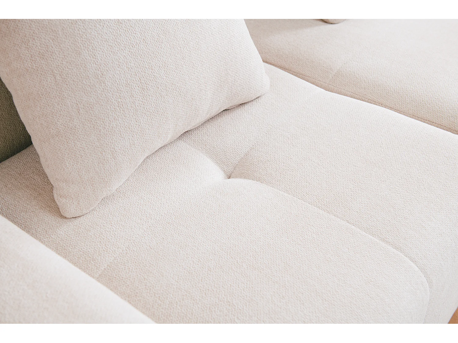 Divano angolare modulare MILYSOFA SOFAMOUS 5 posti con chaise longue in tessuto chenille bianco avorio