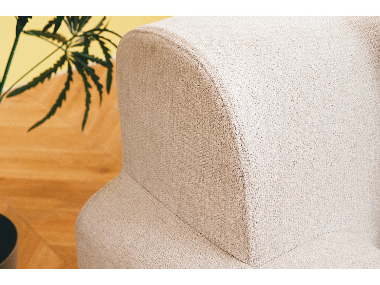 Divano angolare modulare MILYSOFA SOFAMOUS 5 posti con chaise longue in tessuto chenille bianco avorio