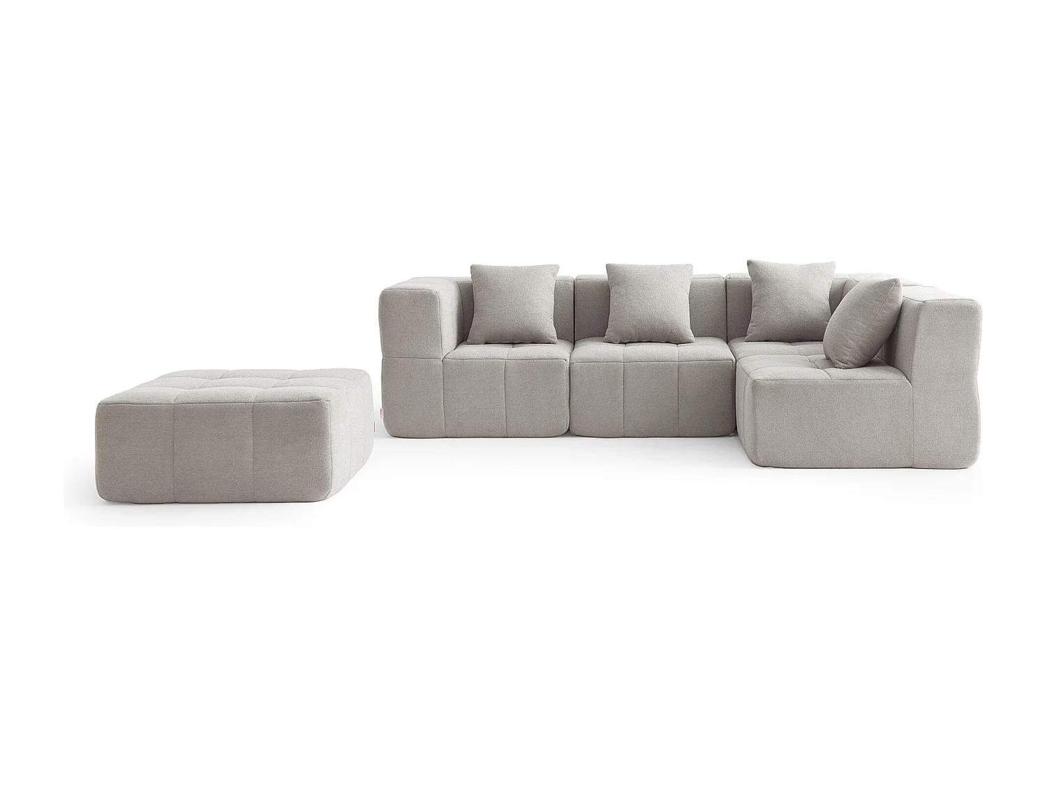 Canapé d'angle modulaire MILYSOFA SOFABULOUS 4 places avec méridienne Tissu fine bouclette Beige pierre