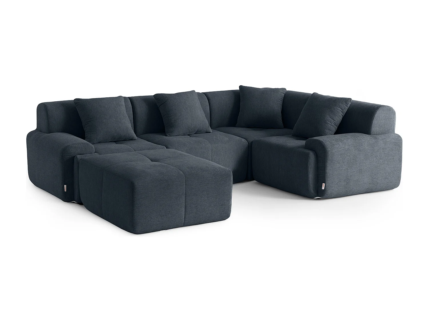 Canapé d'angle modulaire MILYSOFA SOFAMOUS 4 places avec méridienne Tissu chenille Bleu gris