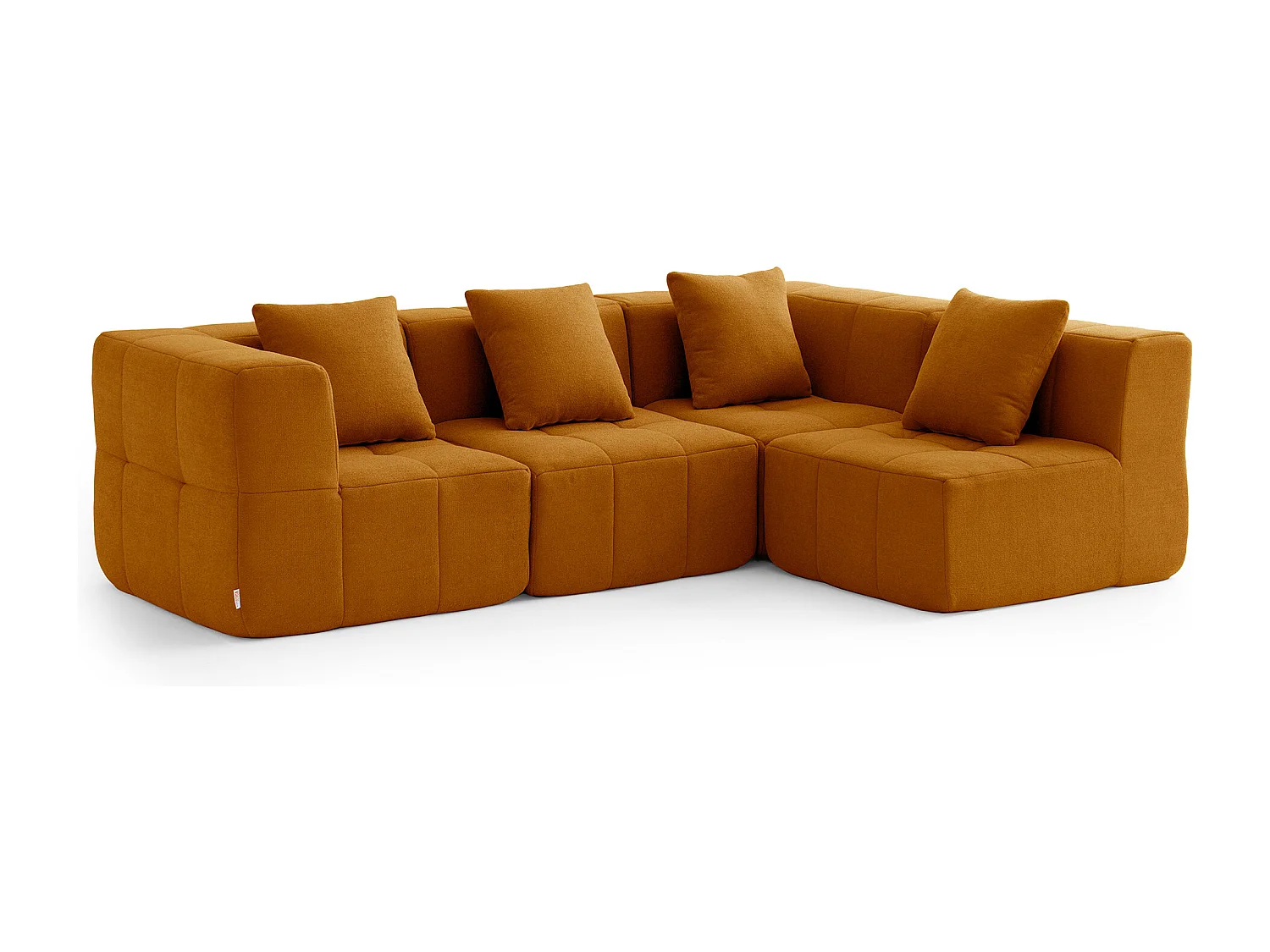 Canapé d'angle modulaire MILYSOFA SOFABULOUS 4 places Tissu fine bouclette Brun cannelle