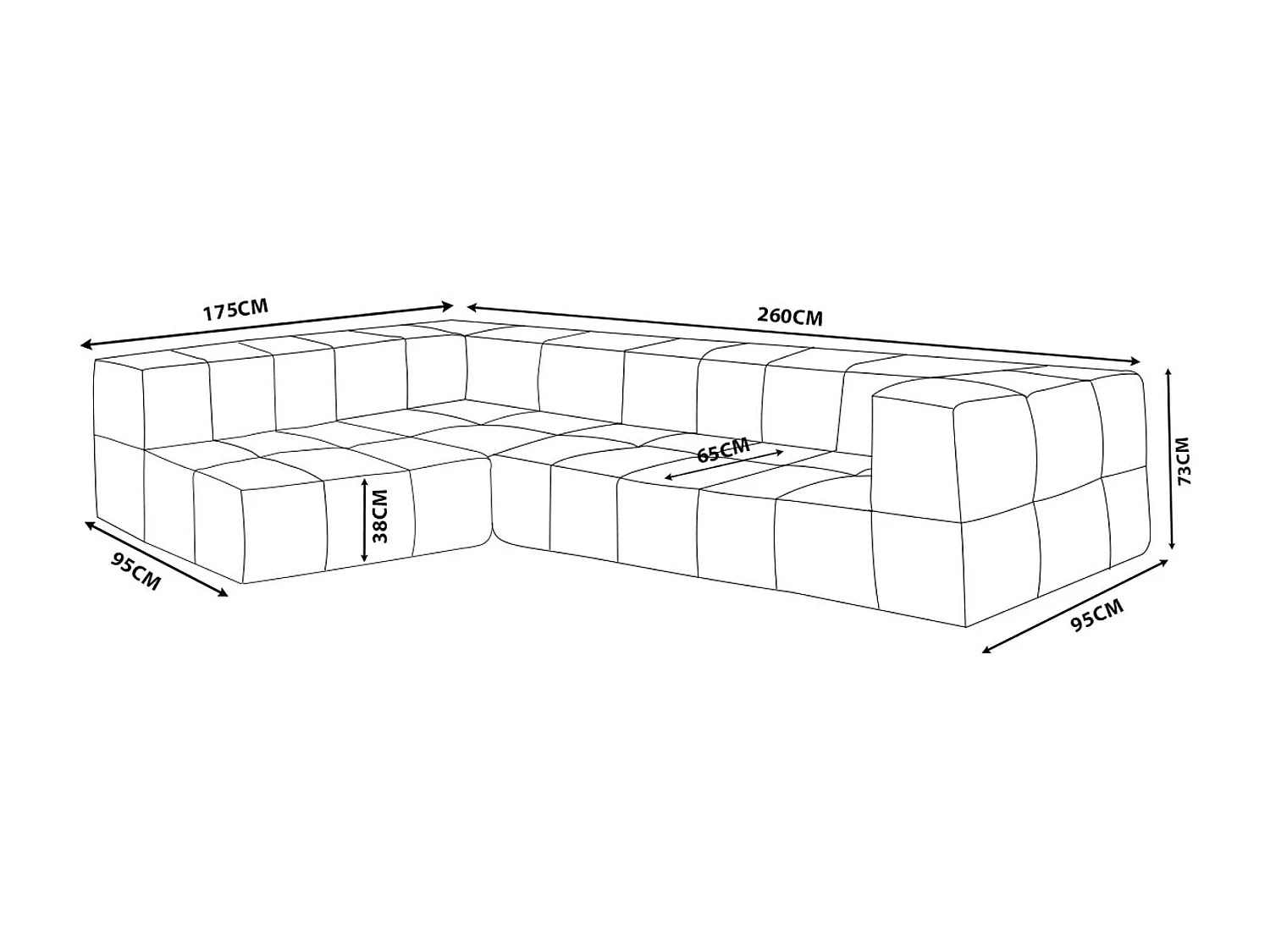 Canapé d'angle modulaire MILYSOFA SOFABULOUS 4 places Tissu fine bouclette Brun cannelle