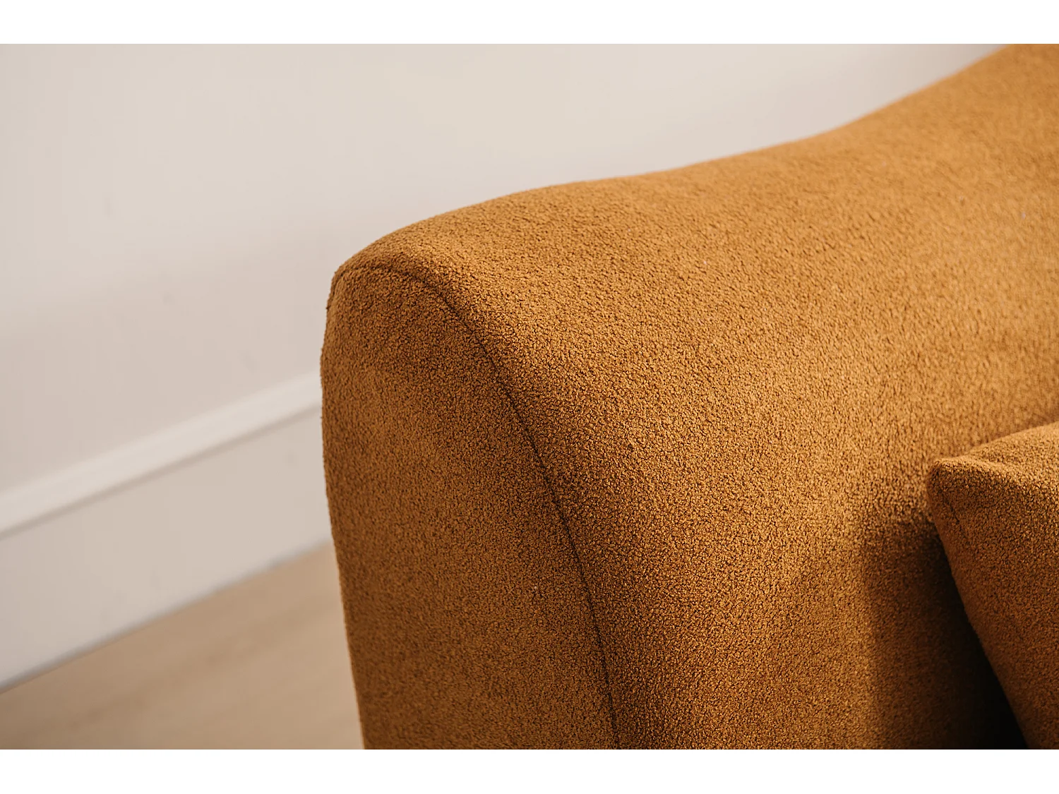 Canapé d'angle modulaire MILYSOFA SOFATIME 4 places avec méridienne Tissu fine bouclette Brun cannelle