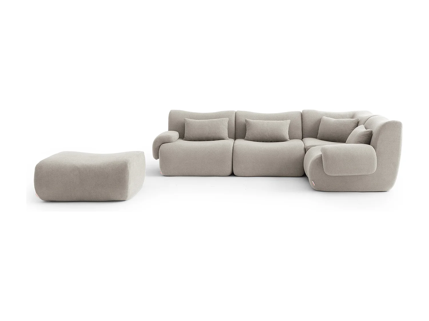 Canapé d'angle modulaire MILYSOFA SOFATIME 4 places avec méridienne Tissu fine bouclette Beige pierre