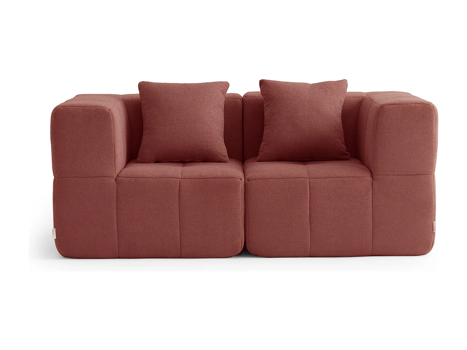 Canapé droit modulaire MILYSOFA SOFABULOUS 2 places Tissu fine bouclette Rouge terracotta