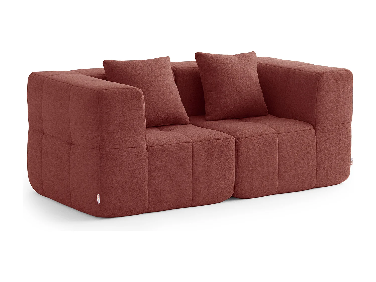 Canapé droit modulaire MILYSOFA SOFABULOUS 2 places Tissu fine bouclette Rouge terracotta