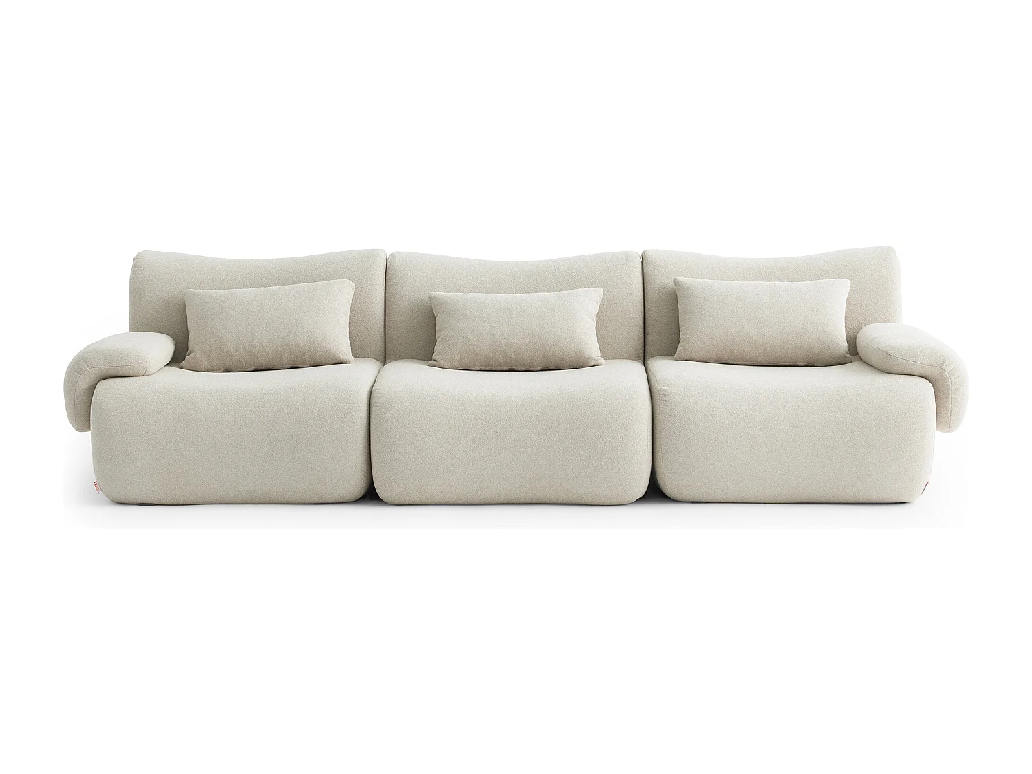Divano lineare modulare MILYSOFA SOFATIME 3 posti in tessuto bouclé fine beige crema
