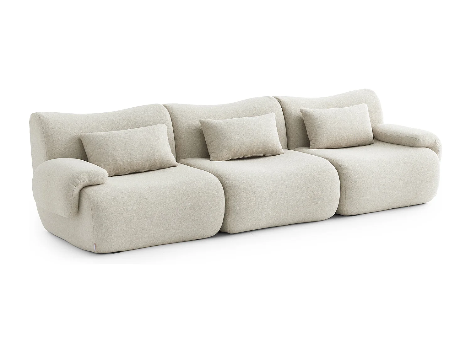 Divano lineare modulare MILYSOFA SOFATIME 3 posti in tessuto bouclé fine beige crema