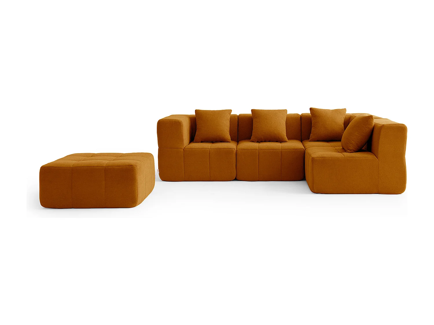 Canapé d'angle modulaire MILYSOFA SOFABULOUS 4 places avec méridienne Tissu fine bouclette Brun cannelle