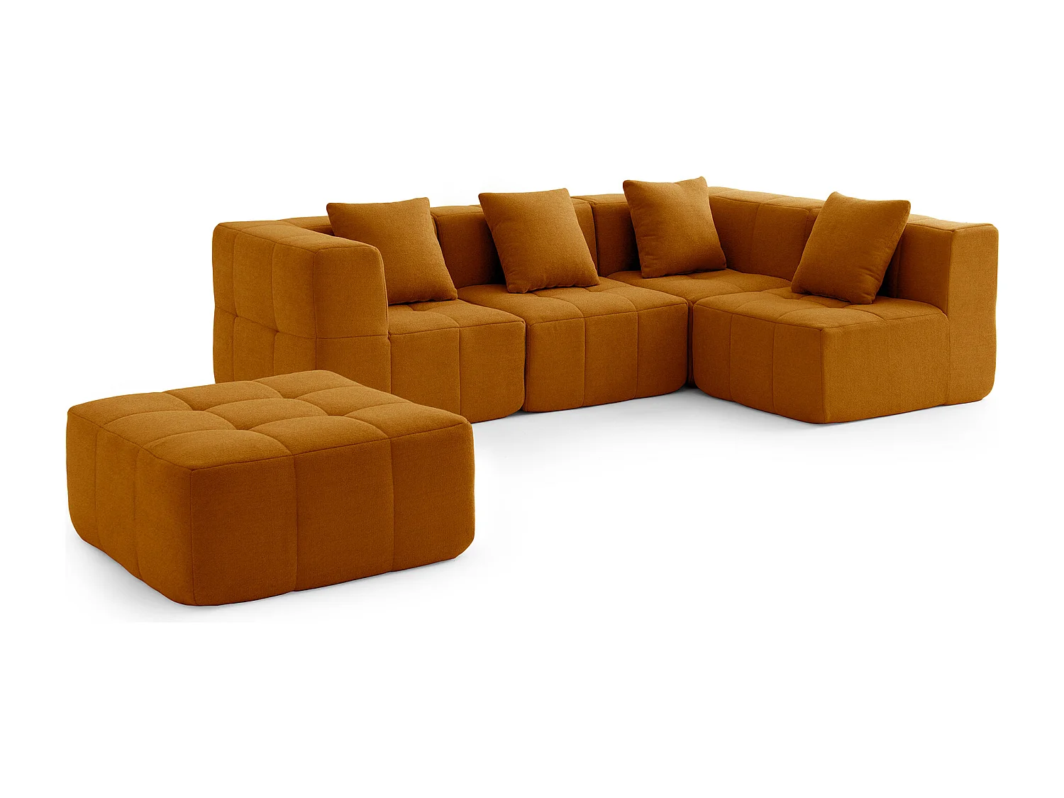 Canapé d'angle modulaire MILYSOFA SOFABULOUS 4 places avec méridienne Tissu fine bouclette Brun cannelle