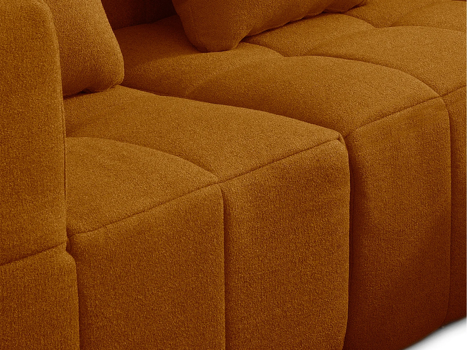 Canapé d'angle modulaire MILYSOFA SOFABULOUS 4 places avec méridienne Tissu fine bouclette Brun cannelle