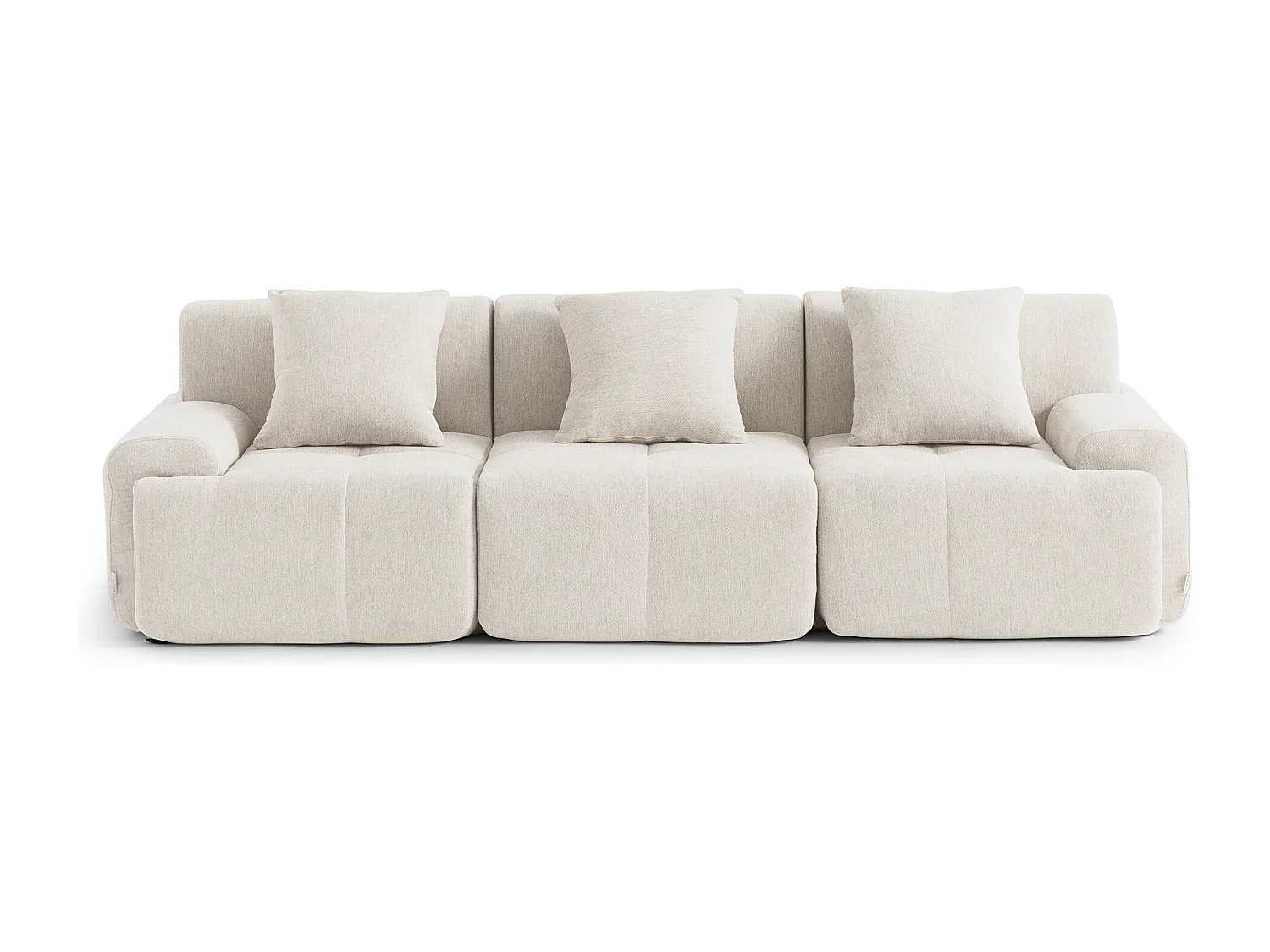 Canapé droit modulaire MILYSOFA SOFAMOUS 3 places Tissu chenille Blanc ivoire