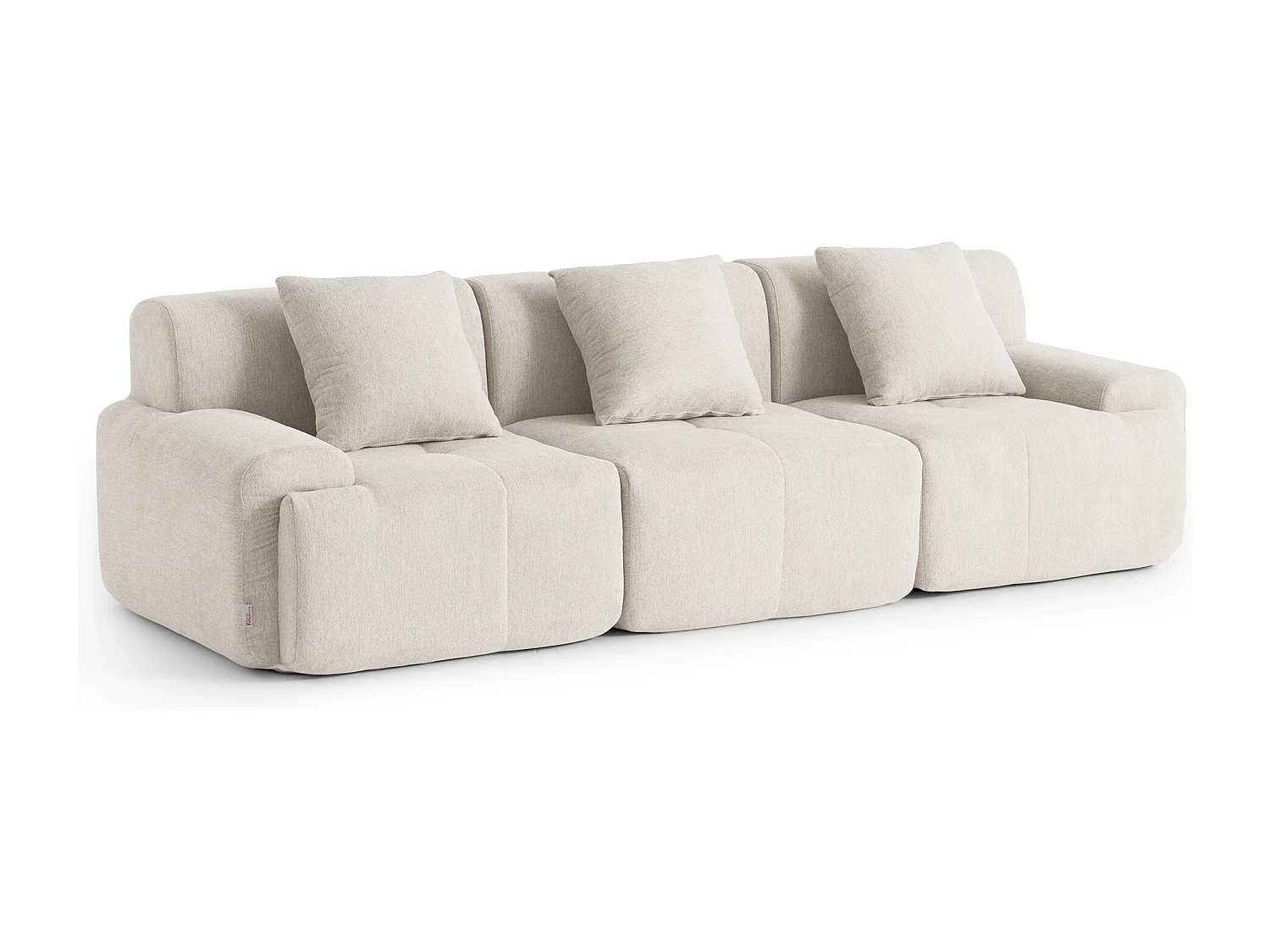 Canapé droit modulaire MILYSOFA SOFAMOUS 3 places Tissu chenille Blanc ivoire