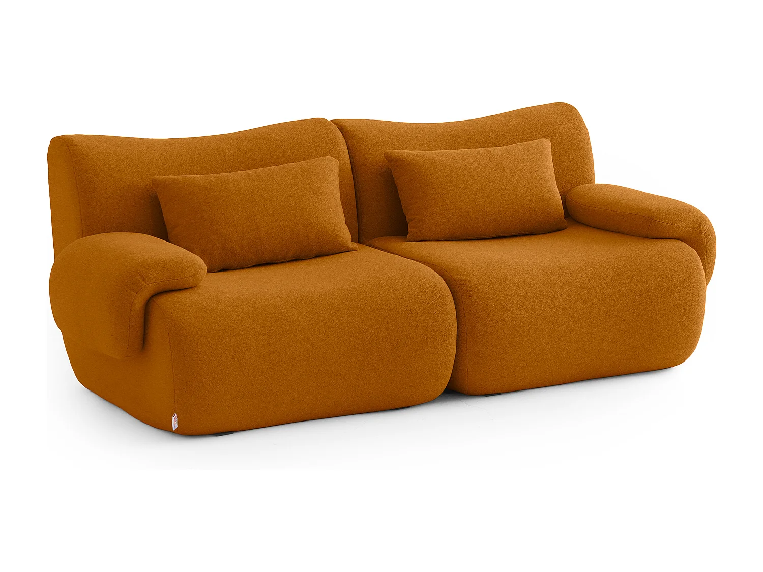 Canapé droit modulaire MILYSOFA SOFATIME 2 places Tissu fine bouclette Brun cannelle