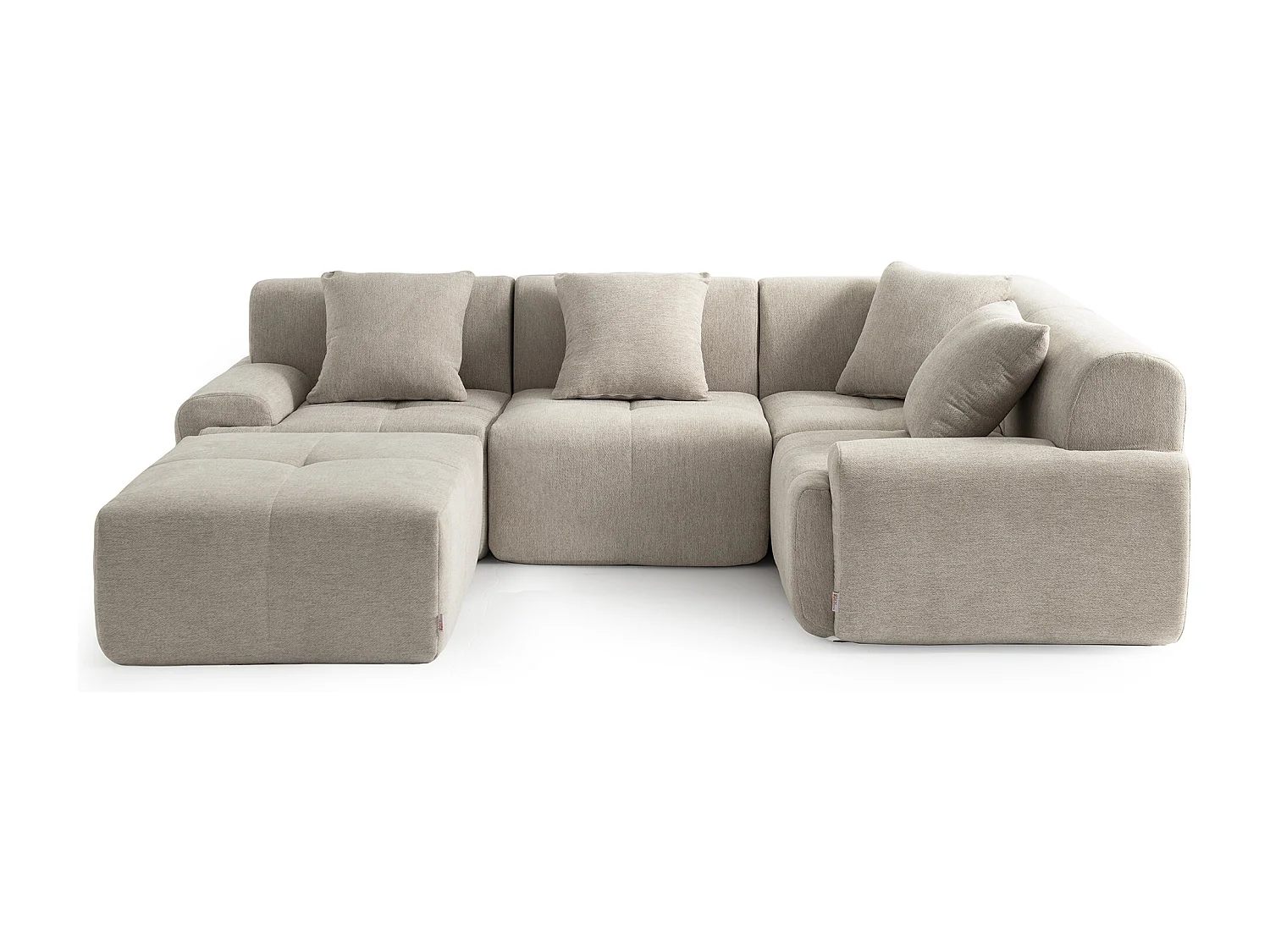 Canapé d'angle modulaire MILYSOFA SOFAMOUS 4 places avec méridienne Tissu chenille Beige sable