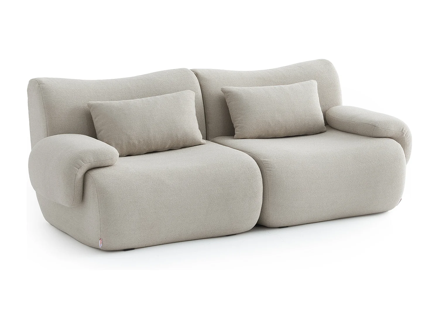 Canapé droit modulaire MILYSOFA SOFATIME 2 places Tissu fine bouclette Beige pierre