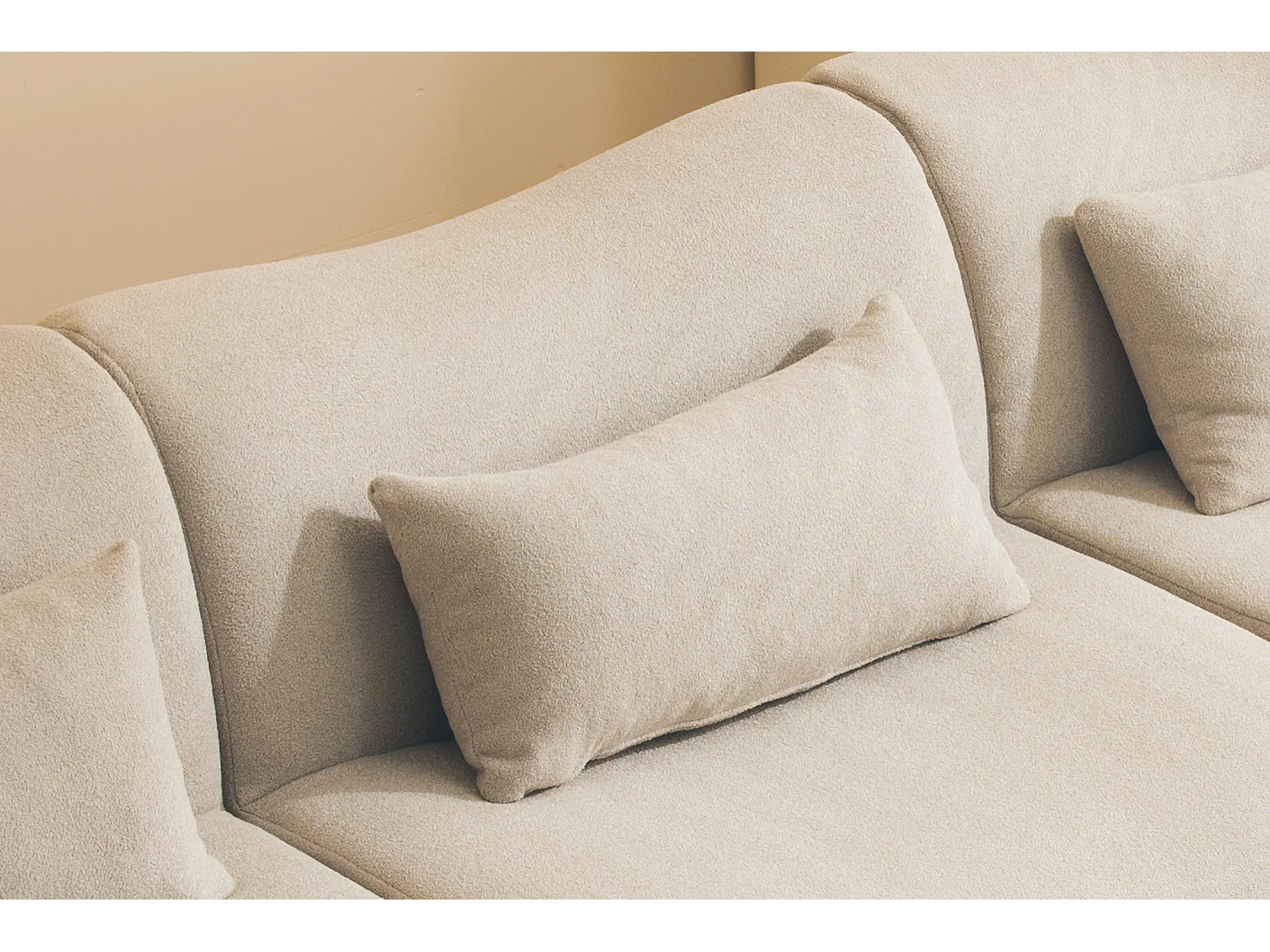 Canapé droit modulaire MILYSOFA SOFATIME 2 places Tissu fine bouclette Beige pierre