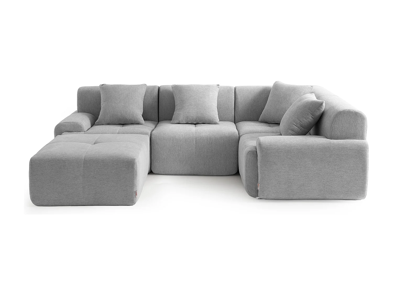 Canapé d'angle modulaire MILYSOFA SOFAMOUS 4 places avec méridienne Tissu chenille Gris minéral