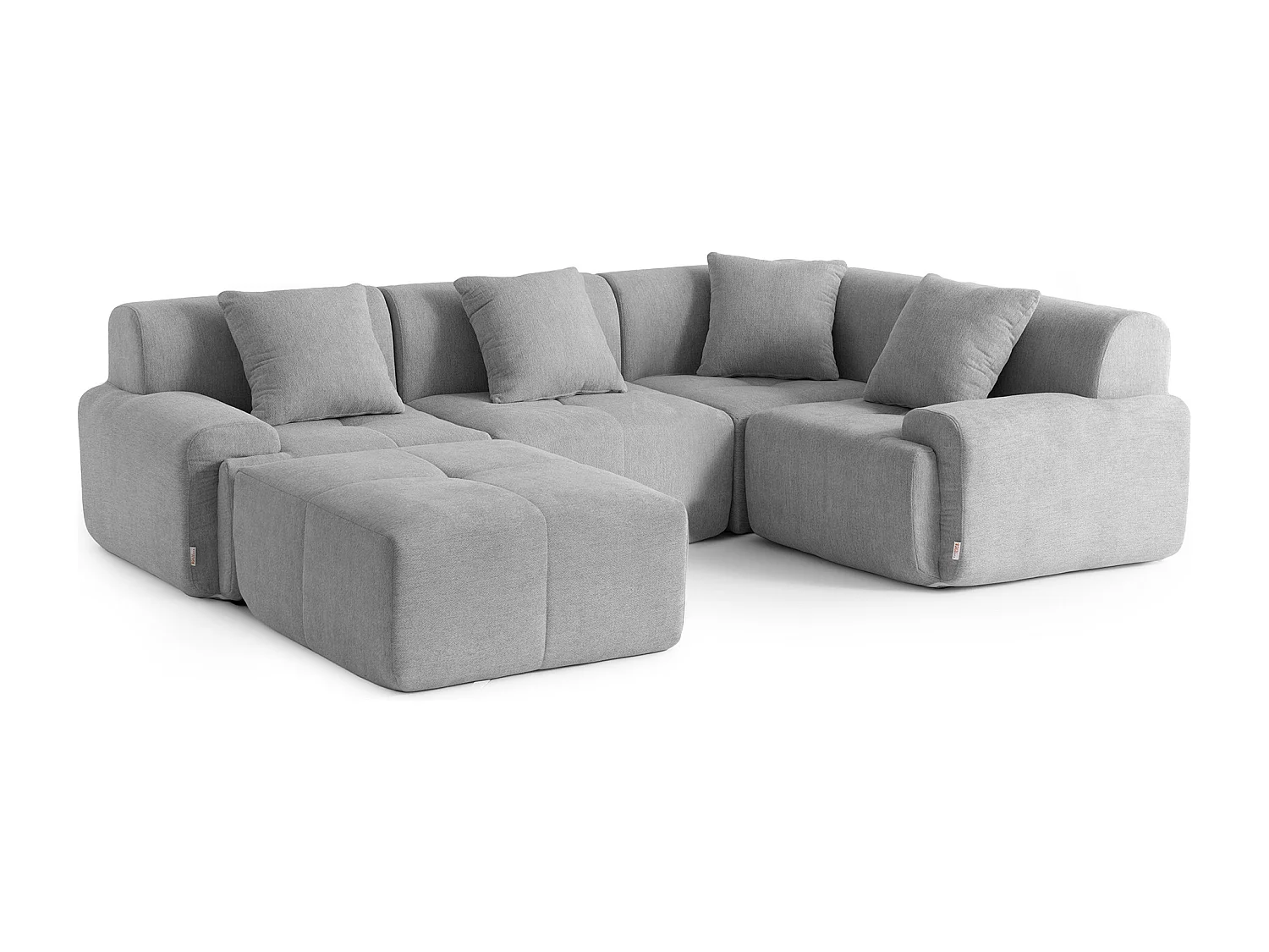 Canapé d'angle modulaire MILYSOFA SOFAMOUS 4 places avec méridienne Tissu chenille Gris minéral